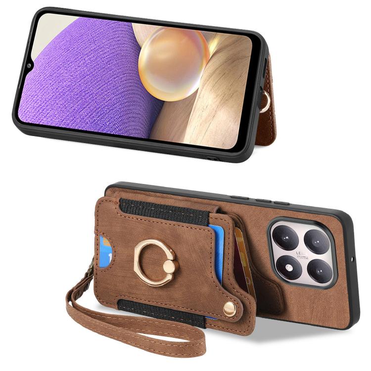For Xiaomi 15T Retro Skin-feel Ring Multi-card RFID Wallet Phone Case