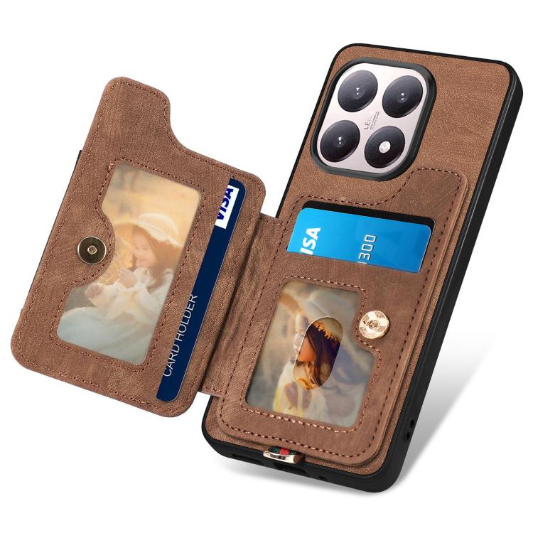 For Xiaomi 15T Retro Skin-feel Ring Multi-card RFID Wallet Phone Case