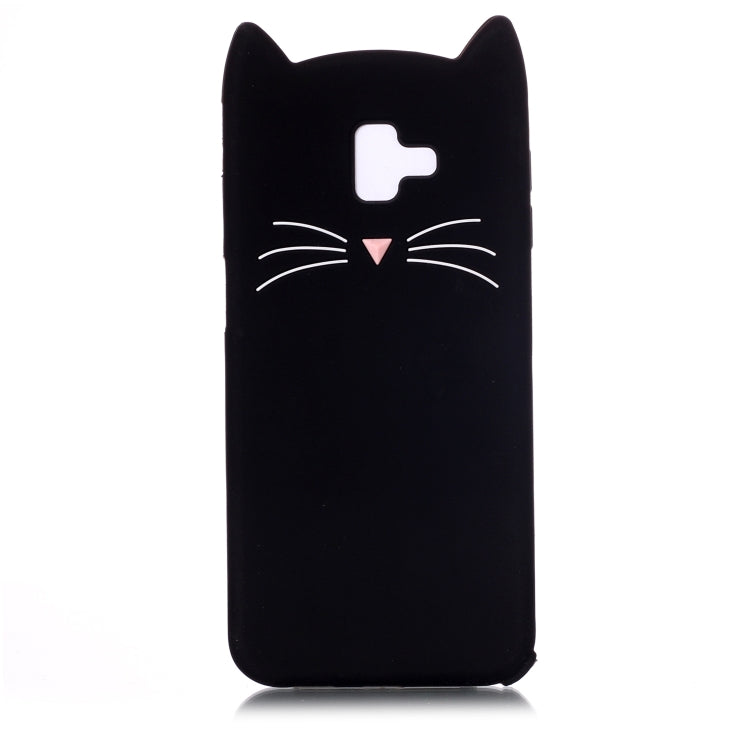 Lovely 3D Moustache Cat Soft Silicone Back Case for Galaxy J6 plus(Black)