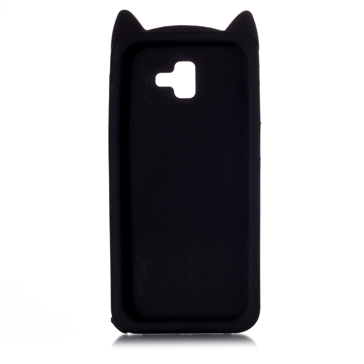 Lovely 3D Moustache Cat Soft Silicone Back Case for Galaxy J6 plus(Black)