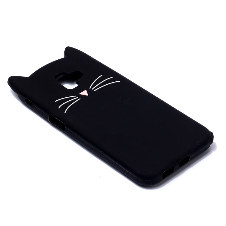 Lovely 3D Moustache Cat Soft Silicone Back Case for Galaxy J6 plus(Black)