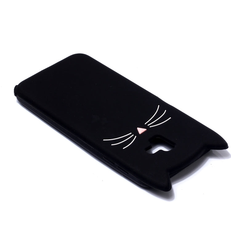 Lovely 3D Moustache Cat Soft Silicone Back Case for Galaxy J6 plus(Black)