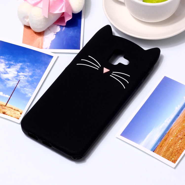 Lovely 3D Moustache Cat Soft Silicone Back Case for Galaxy J6 plus(Black)