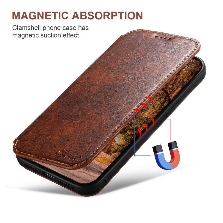 For iPhone 16 Suteni J05 Leather Magnetic MagSafe Phone Case
