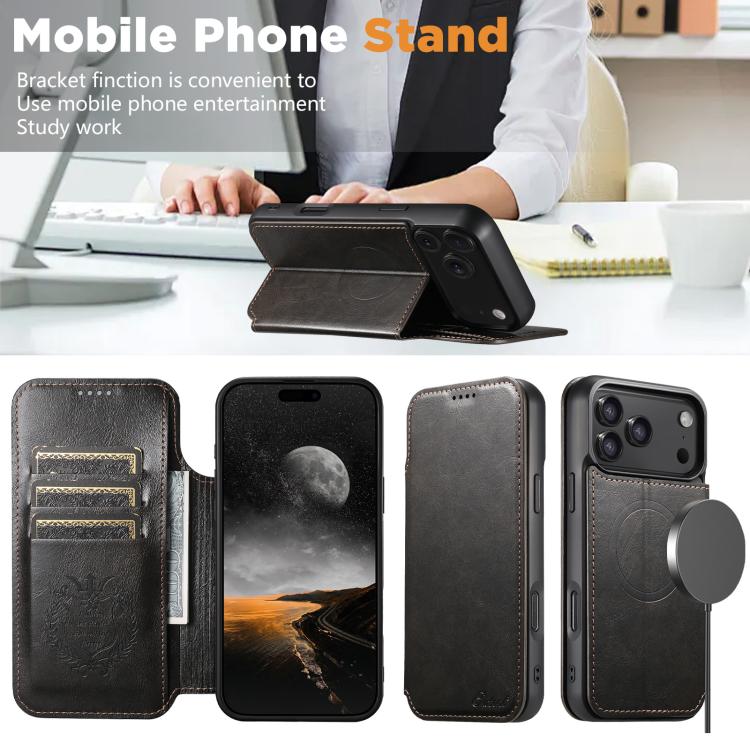 For iPhone 17 Pro Max Suteni J05 Leather Magnetic MagSafe Phone Case