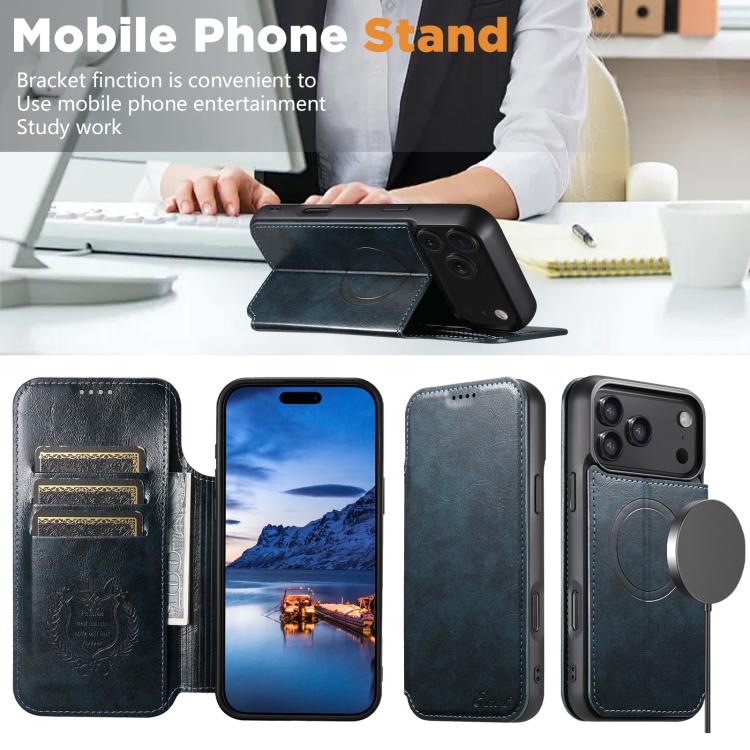 For iPhone 17 Pro Max Suteni J05 Leather Magnetic MagSafe Phone Case