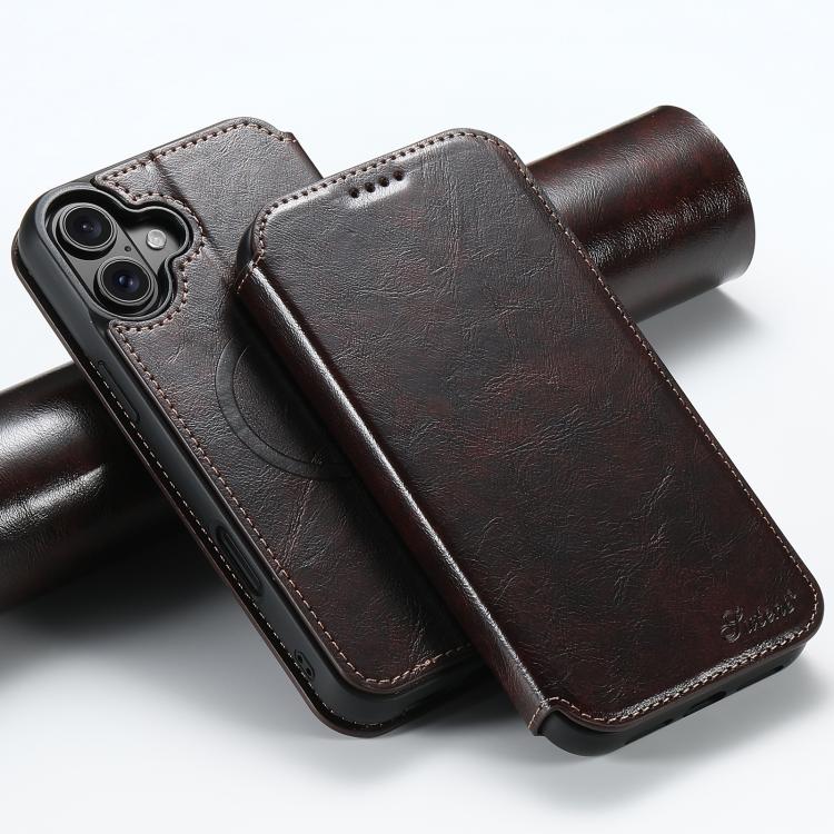 For iPhone 17 Suteni J05 Leather Magnetic MagSafe Phone Case