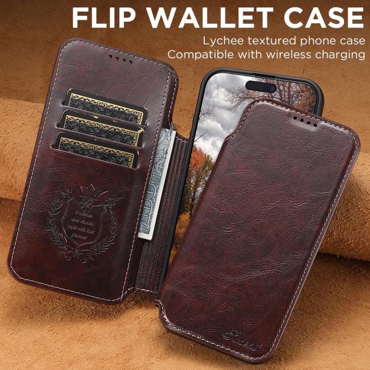 For iPhone 17 Suteni J05 Leather Magnetic MagSafe Phone Case