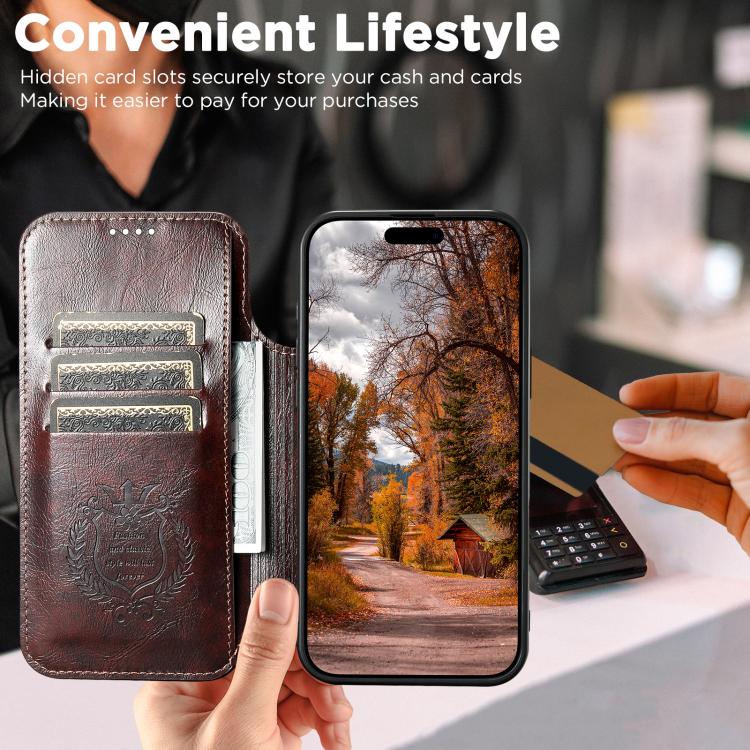 For iPhone 17 Suteni J05 Leather Magnetic MagSafe Phone Case