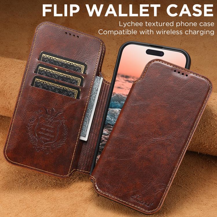 For iPhone 17 Suteni J05 Leather Magnetic MagSafe Phone Case