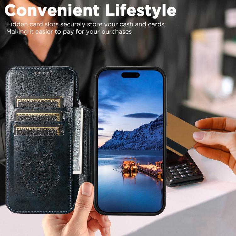 For iPhone 17 Suteni J05 Leather Magnetic MagSafe Phone Case