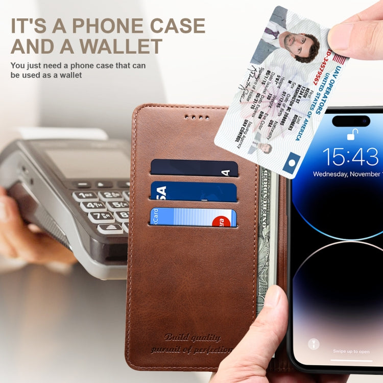 For iPhone 16 Plus Suteni Calf Texture Horizontal Flip Leather Phone Case