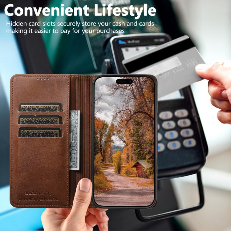 For iPhone 17 Pro Max Suteni Calf Texture Horizontal Flip Leather Phone Case
