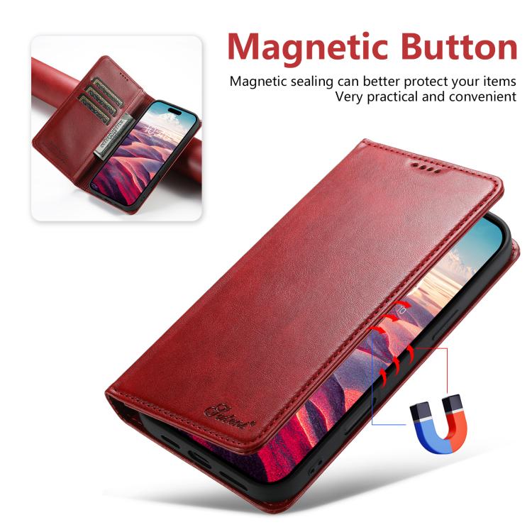 For iPhone 17 Pro Max Suteni Calf Texture Horizontal Flip Leather Phone Case