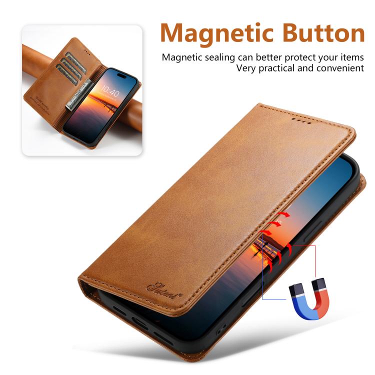 For iPhone 17 Pro Max Suteni Calf Texture Horizontal Flip Leather Phone Case
