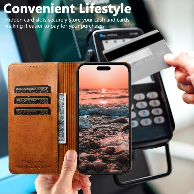For iPhone 17 Pro Max Suteni Calf Texture Horizontal Flip Leather Phone Case