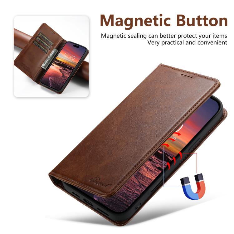 For iPhone 17 Pro Suteni Calf Texture Horizontal Flip Leather Phone Case