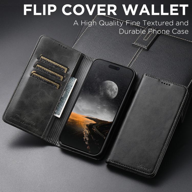 For iPhone 17 Suteni Calf Texture Horizontal Flip Leather Phone Case