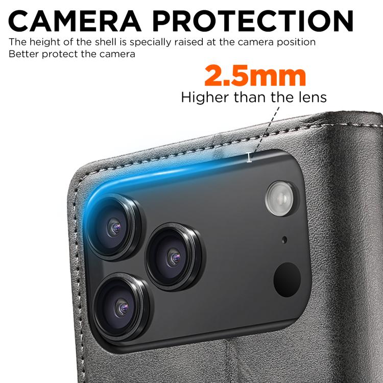 For iPhone 17 Suteni Calf Texture Horizontal Flip Leather Phone Case
