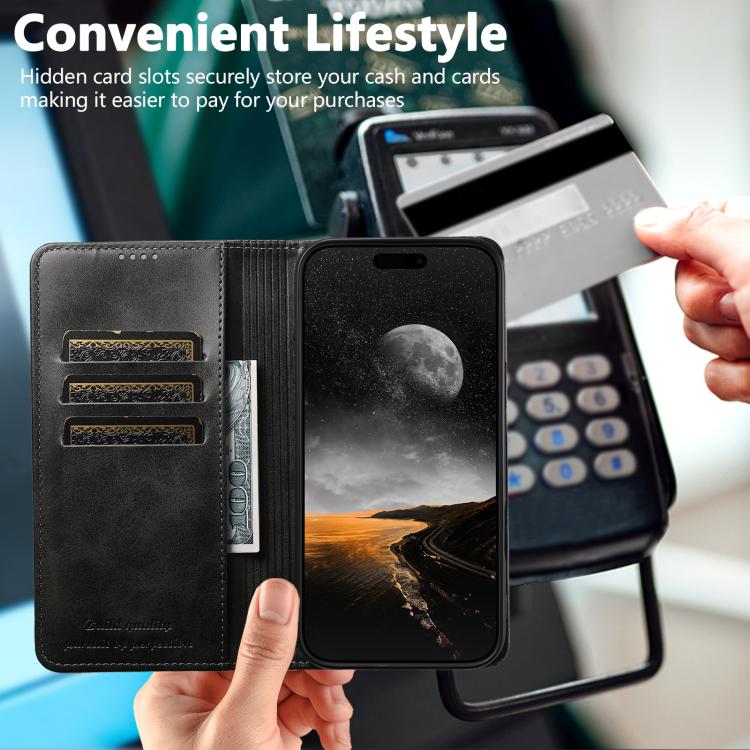 For iPhone 17 Suteni Calf Texture Horizontal Flip Leather Phone Case