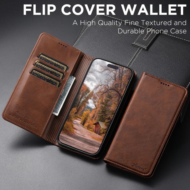 For iPhone 17 Suteni Calf Texture Horizontal Flip Leather Phone Case