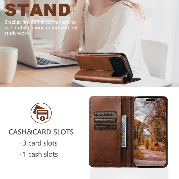 For iPhone 17 Suteni Calf Texture Horizontal Flip Leather Phone Case