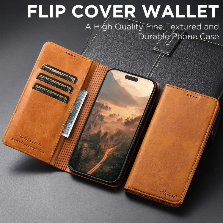 For iPhone 17 Suteni Calf Texture Horizontal Flip Leather Phone Case