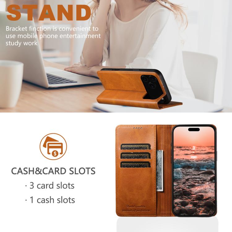 For iPhone 17 Suteni Calf Texture Horizontal Flip Leather Phone Case