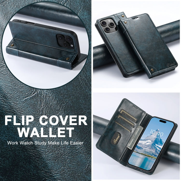For iPhone 16 Suteni Baroque Calf Texture Buckle Wallet Leather Phone Case