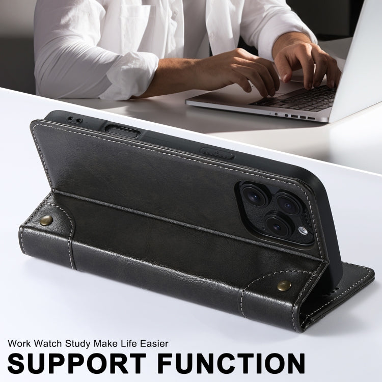 For iPhone 16 Plus Suteni Baroque Calf Texture Buckle Wallet Leather Phone Case