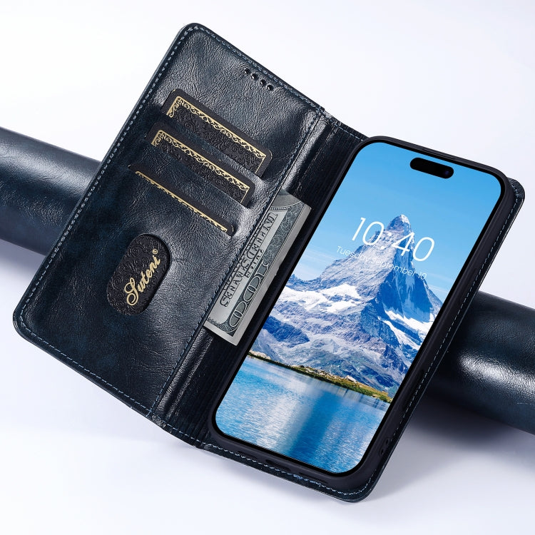 For iPhone 16 Plus Suteni Baroque Calf Texture Buckle Wallet Leather Phone Case