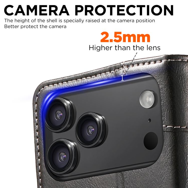 For iPhone 17 Pro Max Suteni Baroque Calf Texture Buckle Wallet Leather Phone Case