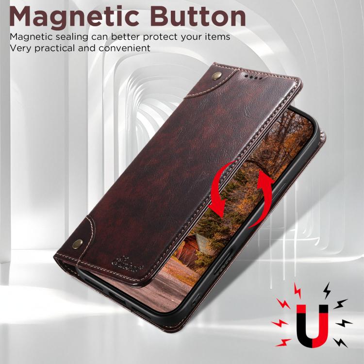 For iPhone Air Suteni Baroque Calf Texture Buckle Wallet Leather Phone Case