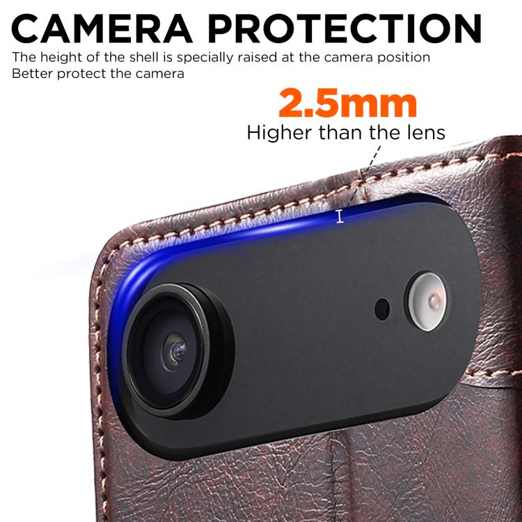 For iPhone Air Suteni Baroque Calf Texture Buckle Wallet Leather Phone Case