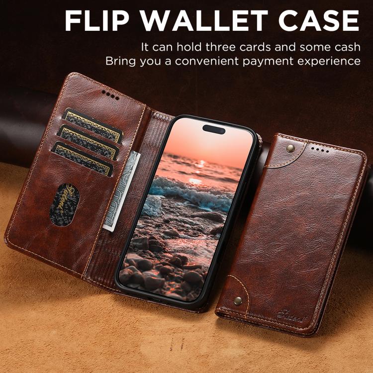 For iPhone Air Suteni Baroque Calf Texture Buckle Wallet Leather Phone Case