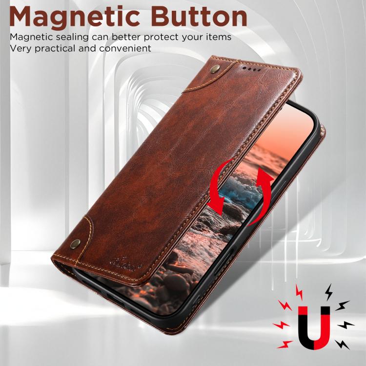 For iPhone Air Suteni Baroque Calf Texture Buckle Wallet Leather Phone Case