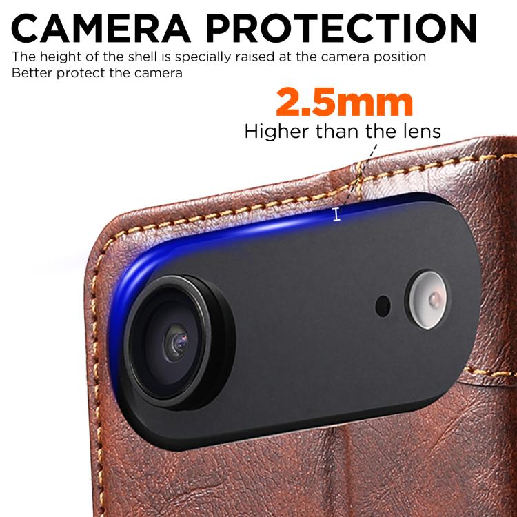 For iPhone Air Suteni Baroque Calf Texture Buckle Wallet Leather Phone Case