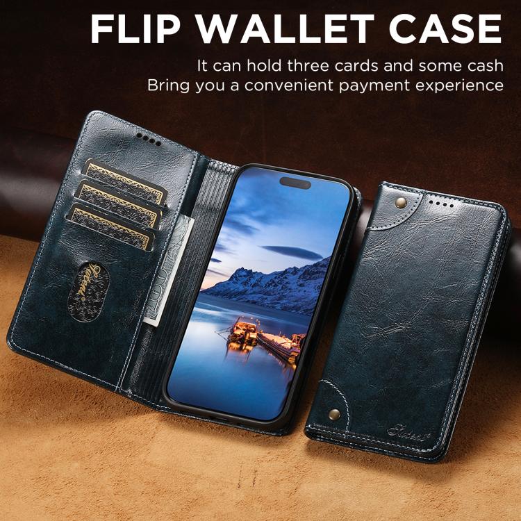 For iPhone Air Suteni Baroque Calf Texture Buckle Wallet Leather Phone Case