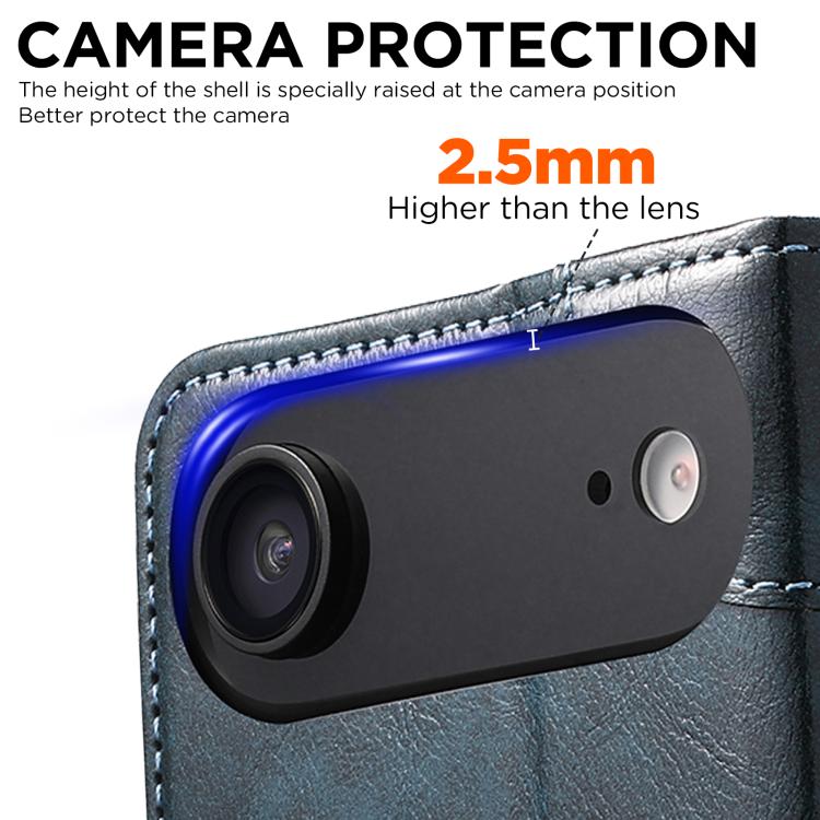For iPhone Air Suteni Baroque Calf Texture Buckle Wallet Leather Phone Case