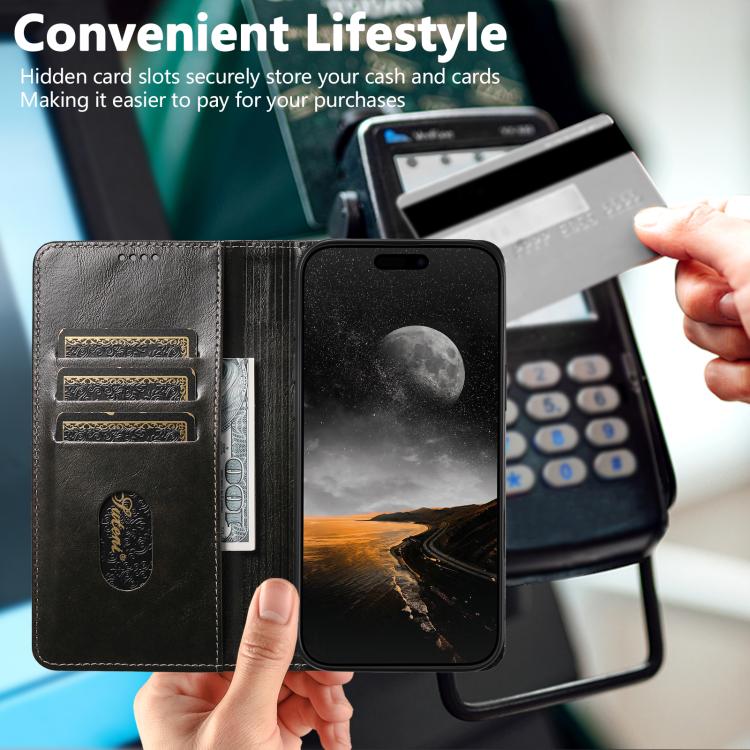 For iPhone 17 Suteni Baroque Calf Texture Buckle Wallet Leather Phone Case
