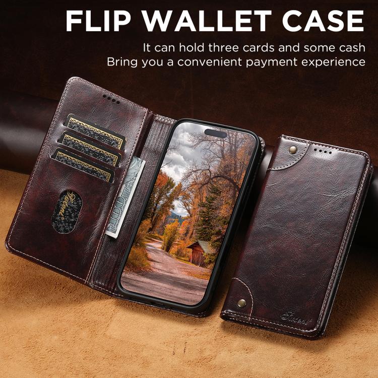 For iPhone 17 Suteni Baroque Calf Texture Buckle Wallet Leather Phone Case