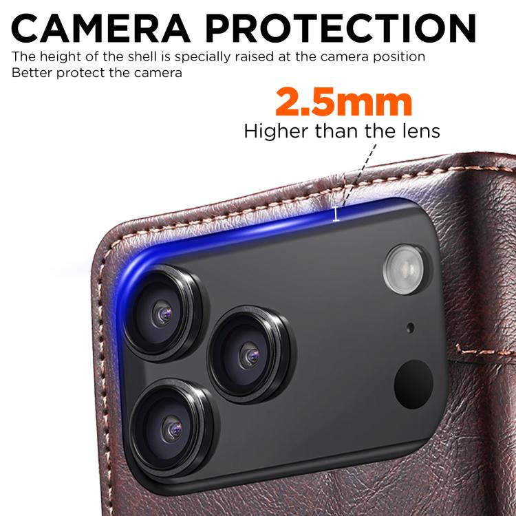 For iPhone 17 Suteni Baroque Calf Texture Buckle Wallet Leather Phone Case