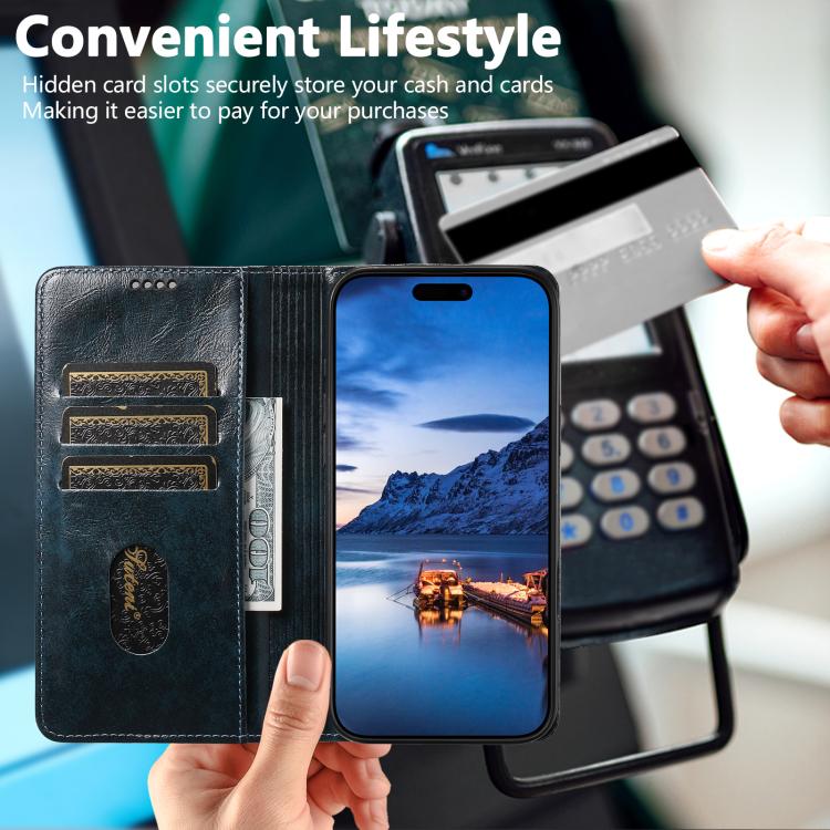 For iPhone 17 Suteni Baroque Calf Texture Buckle Wallet Leather Phone Case