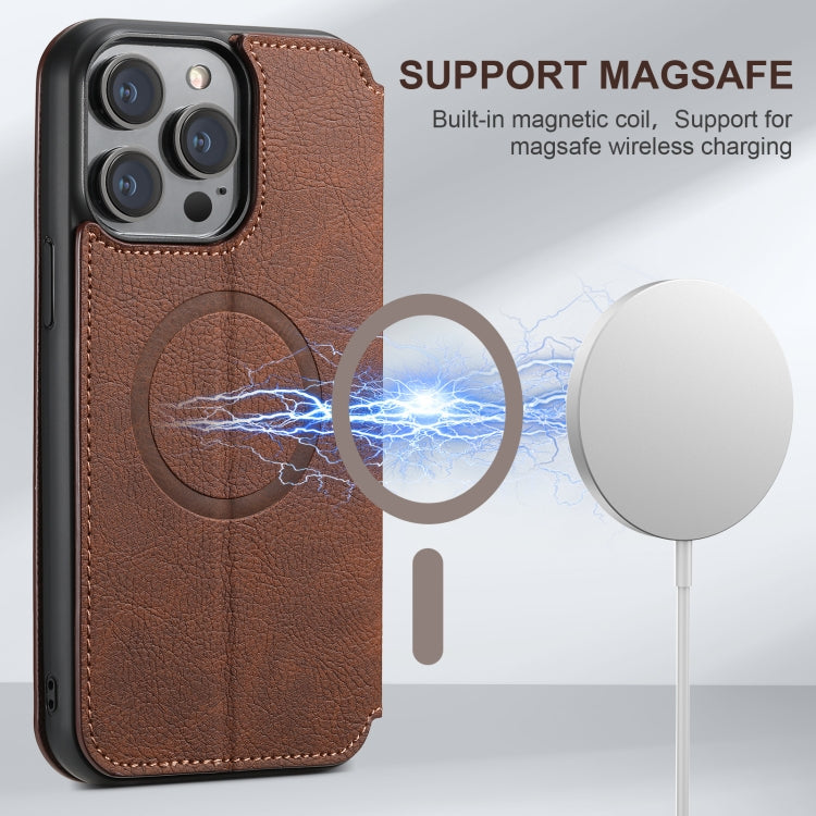 For iPhone 16 Suteni J06 Retro Matte Litchi Texture Leather MagSafe Phone Case
