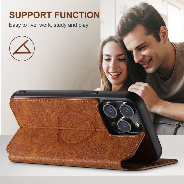 For iPhone 16 Suteni J06 Retro Matte Litchi Texture Leather MagSafe Phone Case