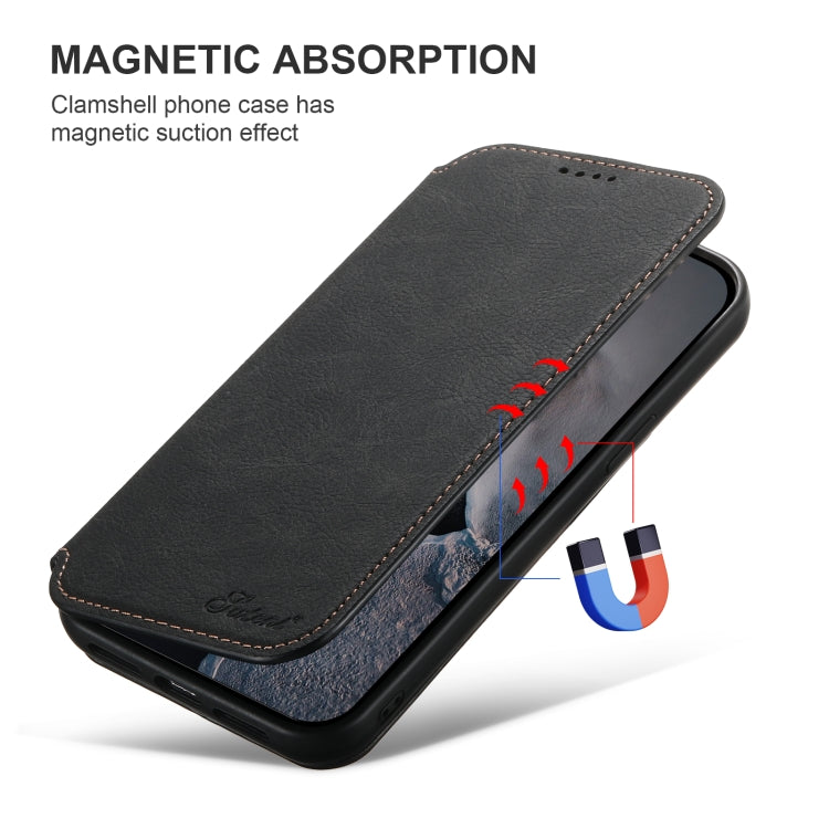 For iPhone 16 Plus Suteni J06 Retro Matte Litchi Texture Leather MagSafe Phone Case