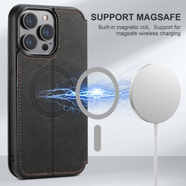 For iPhone 16 Plus Suteni J06 Retro Matte Litchi Texture Leather MagSafe Phone Case