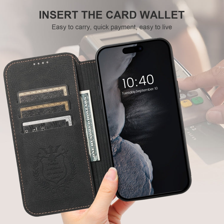 For iPhone 16 Plus Suteni J06 Retro Matte Litchi Texture Leather MagSafe Phone Case
