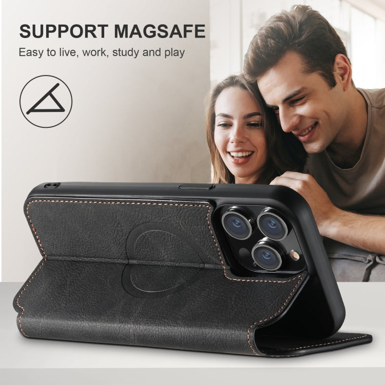 For iPhone 16 Plus Suteni J06 Retro Matte Litchi Texture Leather MagSafe Phone Case