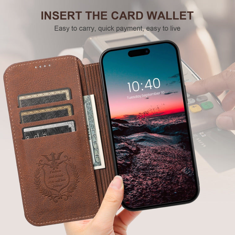 For iPhone 16 Plus Suteni J06 Retro Matte Litchi Texture Leather MagSafe Phone Case